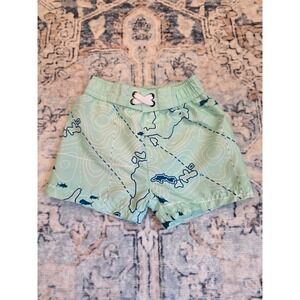 Ocean + Coast‎ Boys Size 12 months Green Navy Map Fish Elastic Waist Swim Trunks